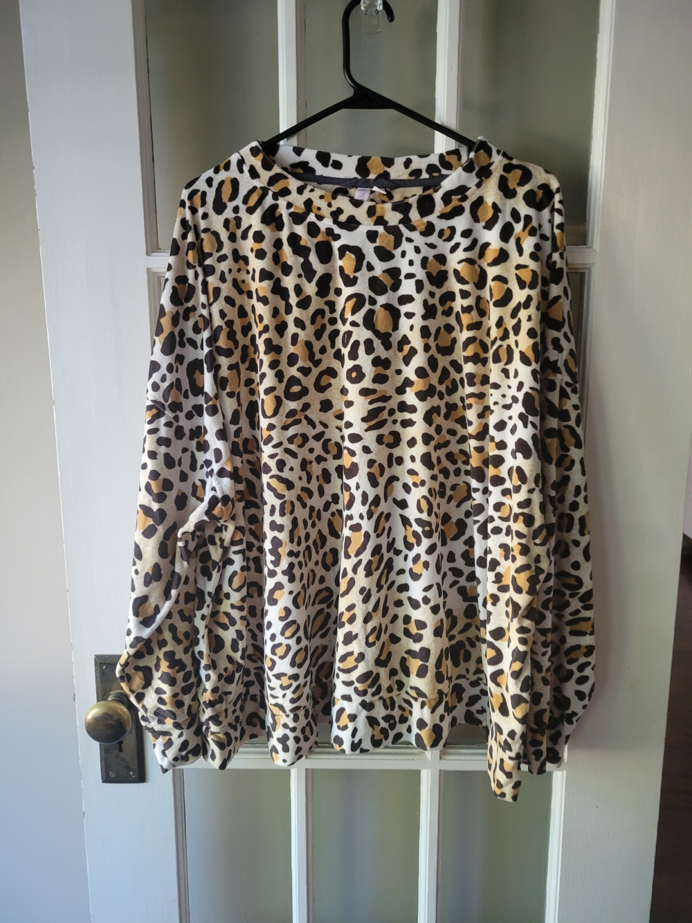 Joyspun Leopard Print Fleece Pullover Pajama Sweater Size 3X Long Sleeve Soft
